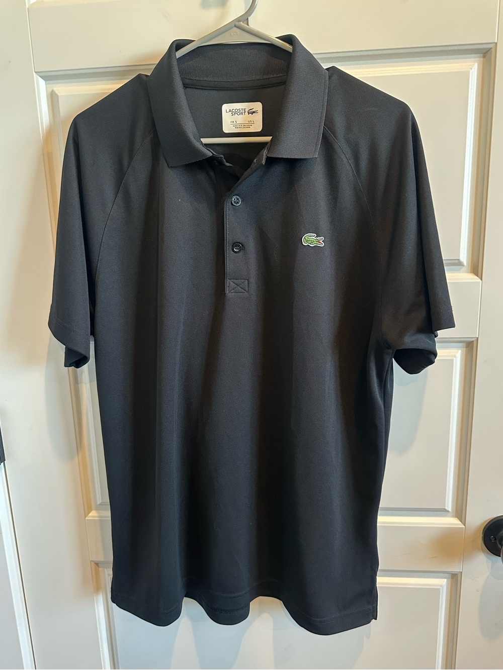 Lacoste Sport Large Ultra Dry Black Performance Polo Shirt Crocodile Logo